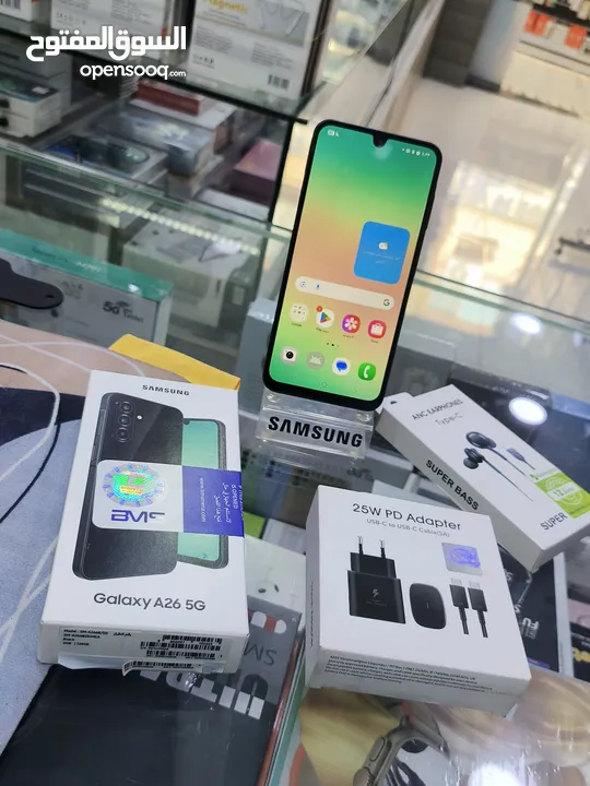 مشغل يوم واحد SAMSUNG A26 5G مستعمل جيجا 256 رام 16 معه بكج هدية متوفر توصيل