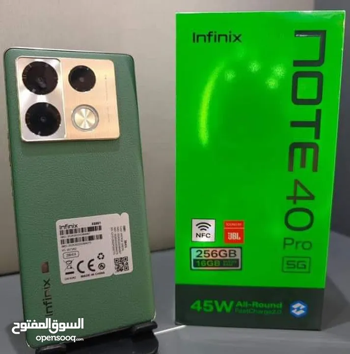 مشغل ايام Not 40 pro plas 5G رام 24 جيجا 256 أغراضة والكرتونه الأصلية مكفول بالشركة متوفر توصيل