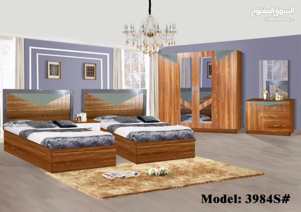 غرفه نوم 2 سرير شامل تركيب ودوشق الطبي
