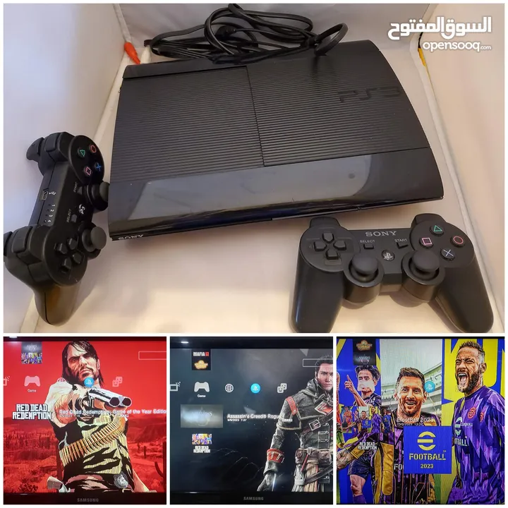 بلاي ستيشن 3 معدل نازل عليه 50من اقوى الألعاب  +ايدين 2 جداد مع جميع وصلاته