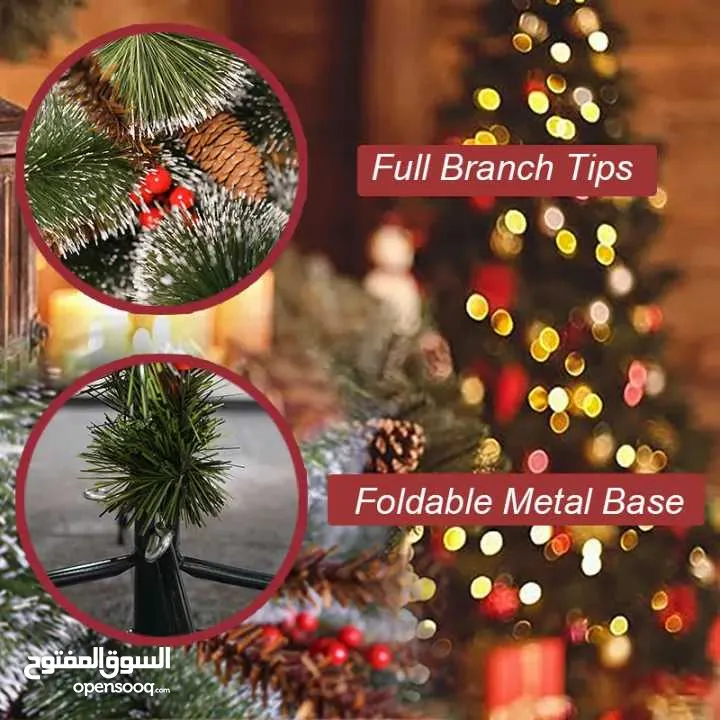 شجرة كريسماس 210 سم كثيفة فاخرة 210cm snowy christmas artificial tree