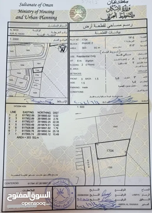 ارض سكنية للبيع في سور الحديد بمساحة 303 متر مربع