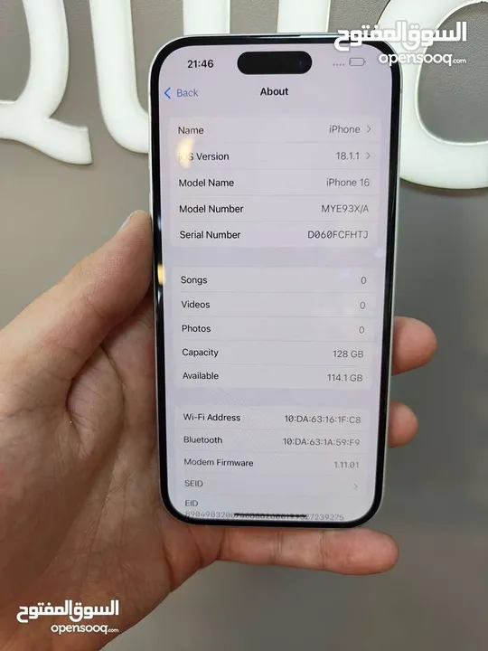 IPHONE 16 ( 256GB ) USED /// ايفون 16 ذاكره 256 جيجا مستعمل وكاله