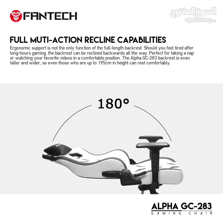 FANTECH ALPHA GC-283 GAMING CHAIR - BLACK كرسي فانتيك الالفضل لون اسود فخم طبي
