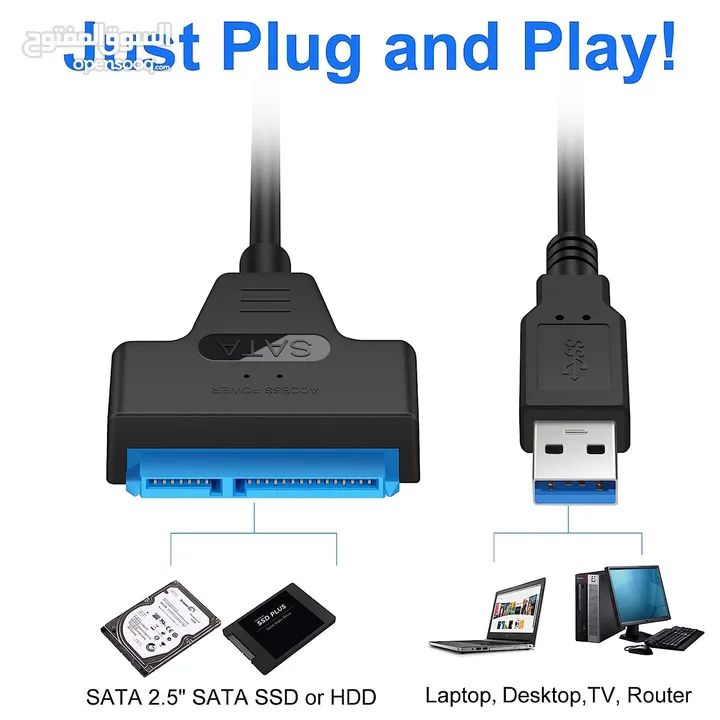 كيبل SATA إلى USB، محول محرك الأقراص الصلبة USB 3.0 إلى SATA 3.0 متوافق مع محرك الأقراص الصلبة وSSD