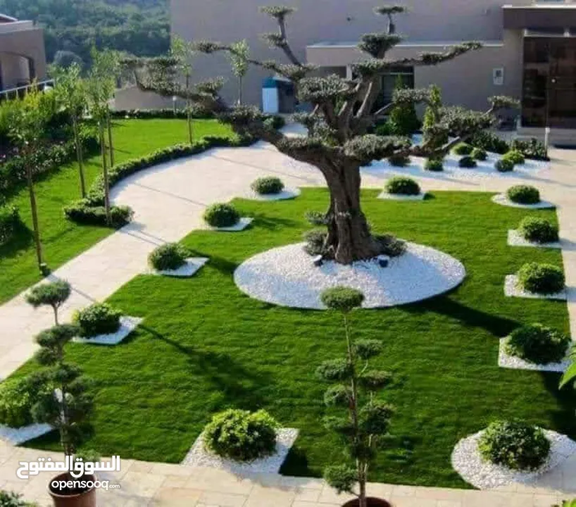 تنسيق الحدائق  نجيل بناء شلال نافورة باربكيو