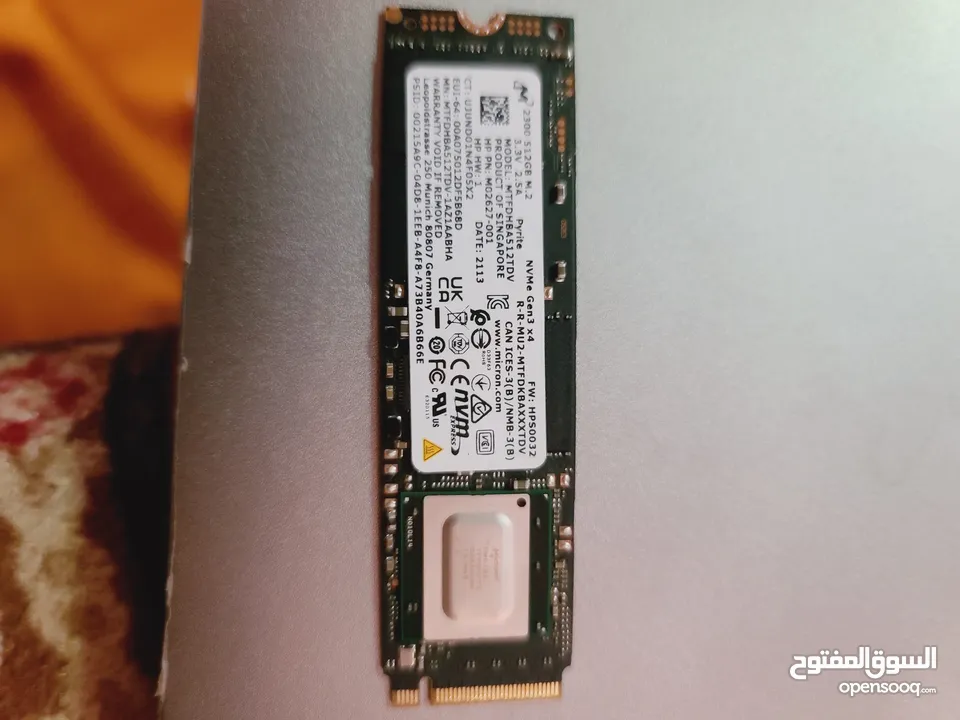 هاردسك داخلي nvme من نوع مايكرون micron 512 GB مستعمل نظيف