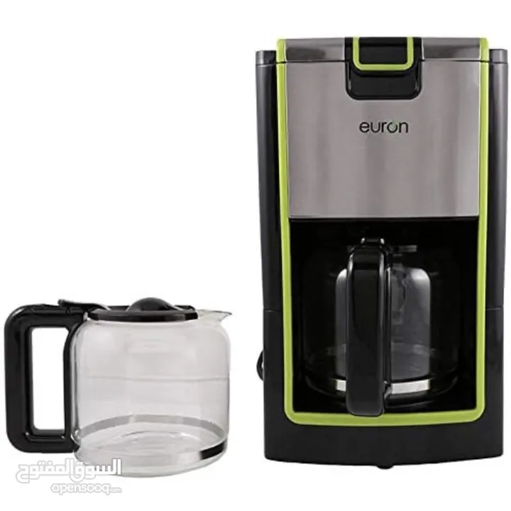 ‎ ماكينة صنع القهوة يورون 900 واط لون اسود Euron 900 Watts 3-1 Designer Coffee Maker, Black