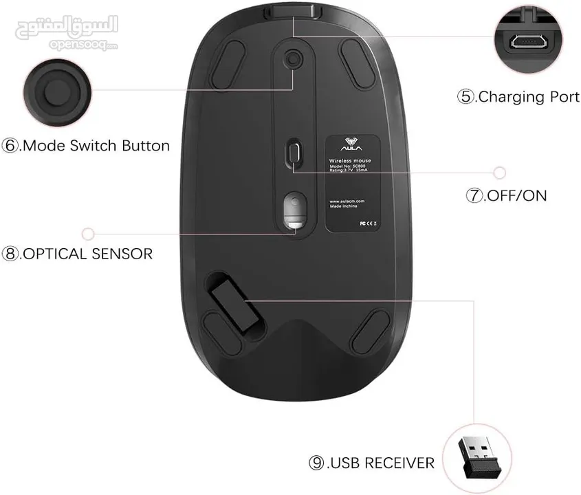 ماوس جيمنغ أصلي لألعاب الفيديو وشغل المكاتب وايرلس Aula SC800 Gaming Mouse Wireless