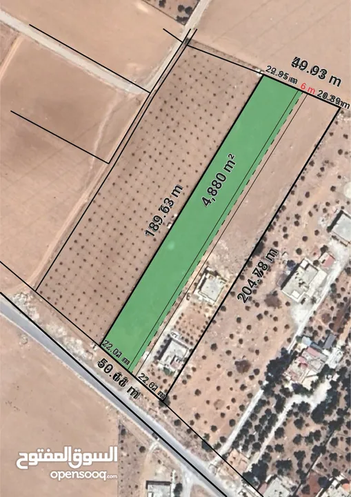 أرض للبيع بمساحة 5 دونمات تقريبا ( 4880m² ) في مدينة المفرق ، منشية بني حسن