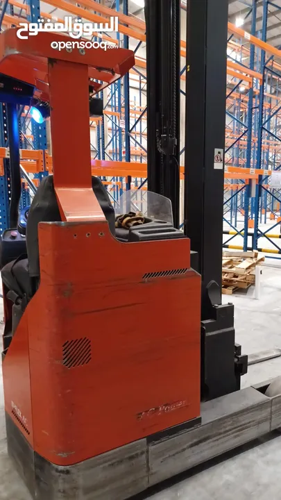 BT reach truck Forklift model RRB5  Used warehouse electrical forklift used for stacking products.