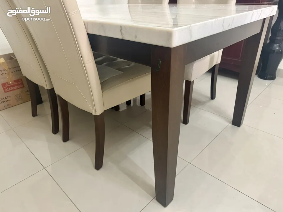 Marble top dining table with 6 chairs