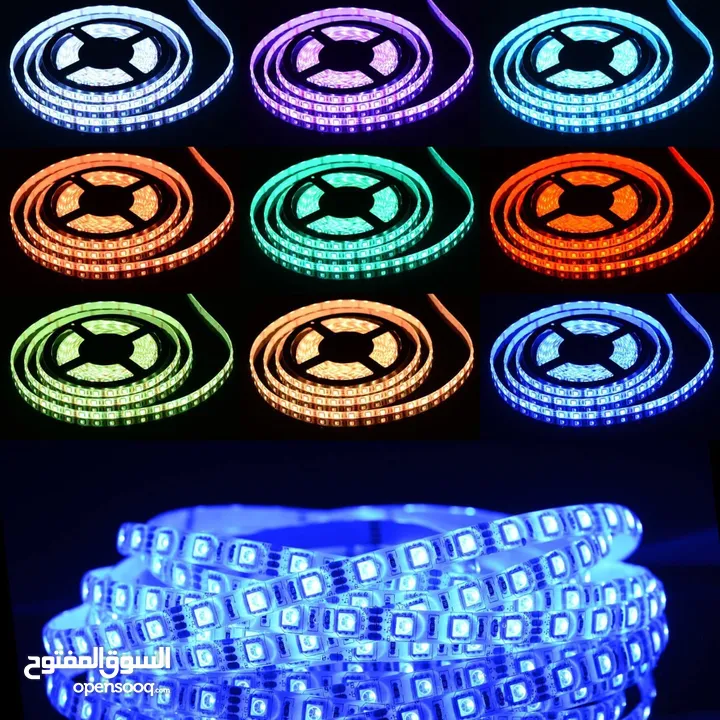 حبل ليد ملون 10 متر LED LIGHT  10M SMD 5050 300leds RGB Changing LED Strip Light Kit