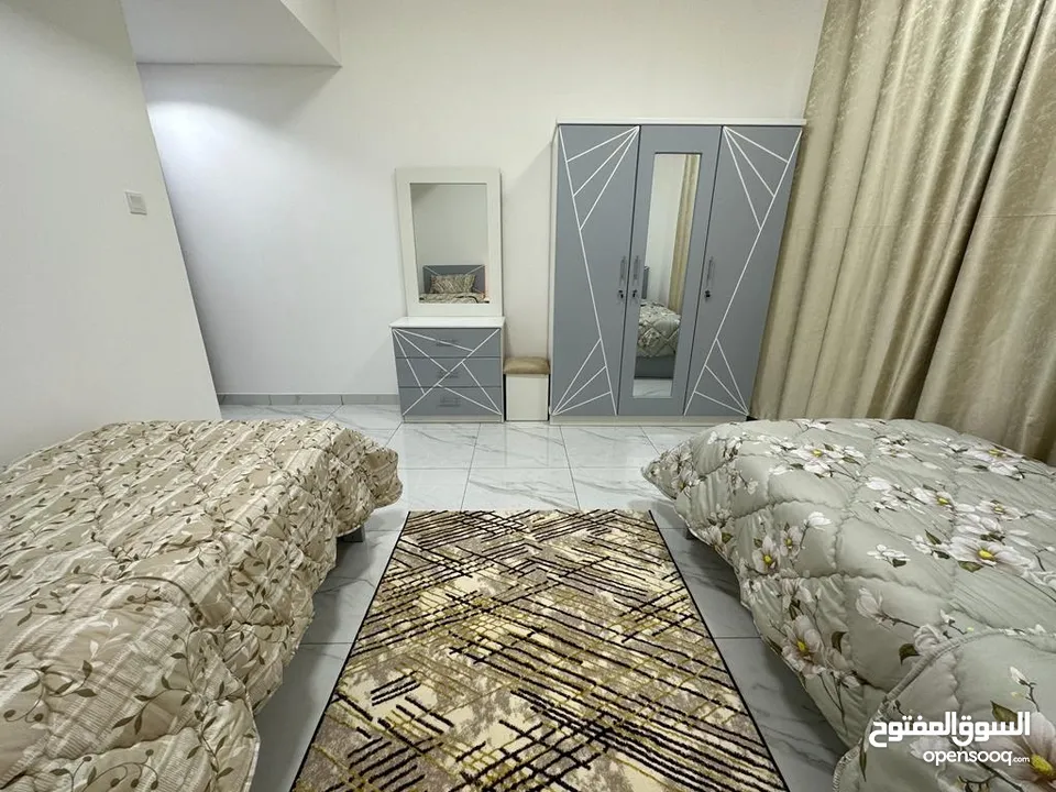 ثاني ساكن افخم واجمل غرفتيين وصاله مفروشه بالكامل للايجار الشهري في النعيميه