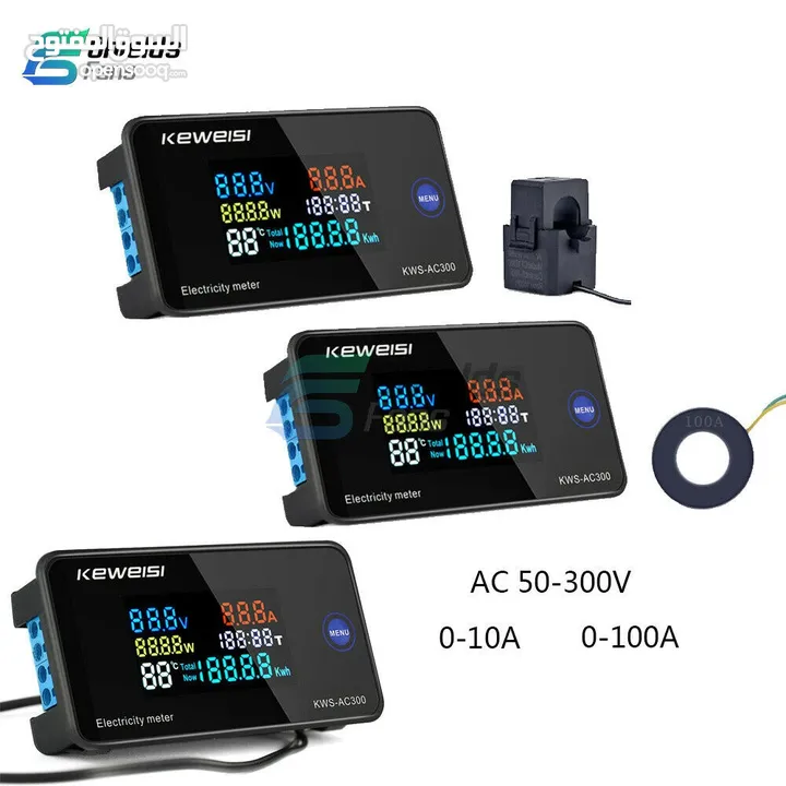 Color Display AC50-300V Digital Power Energy Temp Meter Ammeter Voltmeter