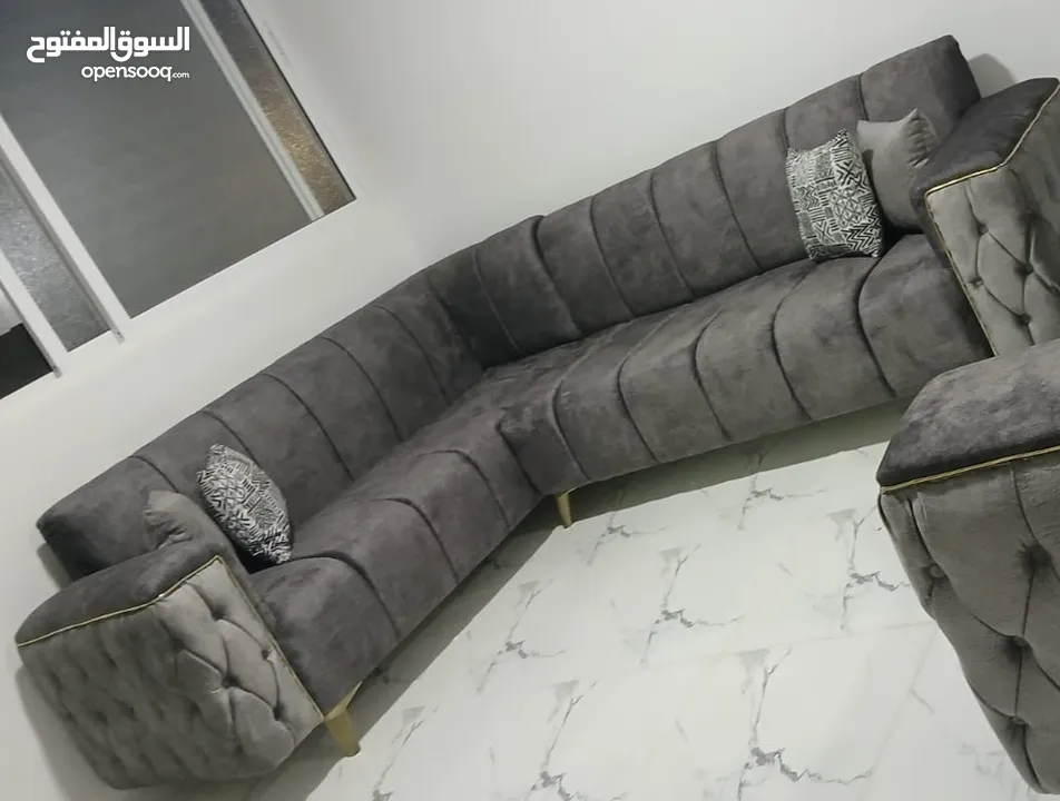 طقم كورنر بتفصيل فاخر خشب لاتيه وقراط 7 مقاعد