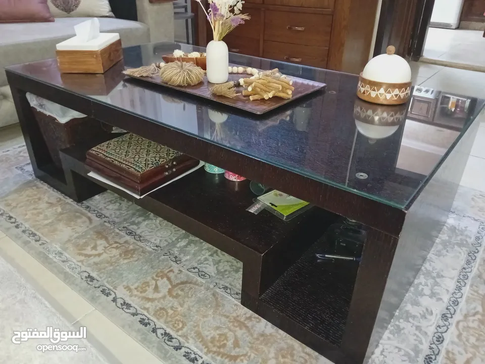 طاولة وسط  وطاولة تلفزيون خشب صولد متين لغرفة الجلوس