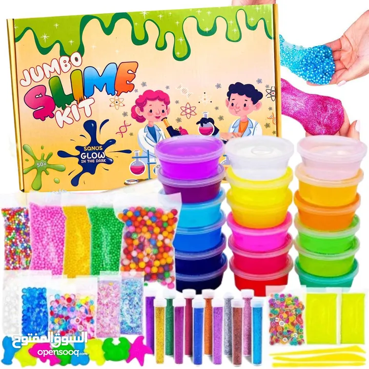 Jumbo Slime Kit for Kids  Glow in the Dark Perfect Toys for Girls boys 7-12 Years Old  DIY kit