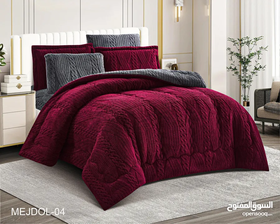 مجموعة Majdol بالنقشة الجديدة والوزن الثقيل 6500 غم  مجوز 6 قطع مزوج يستخدم عالوجهين كل وجه لون مثل