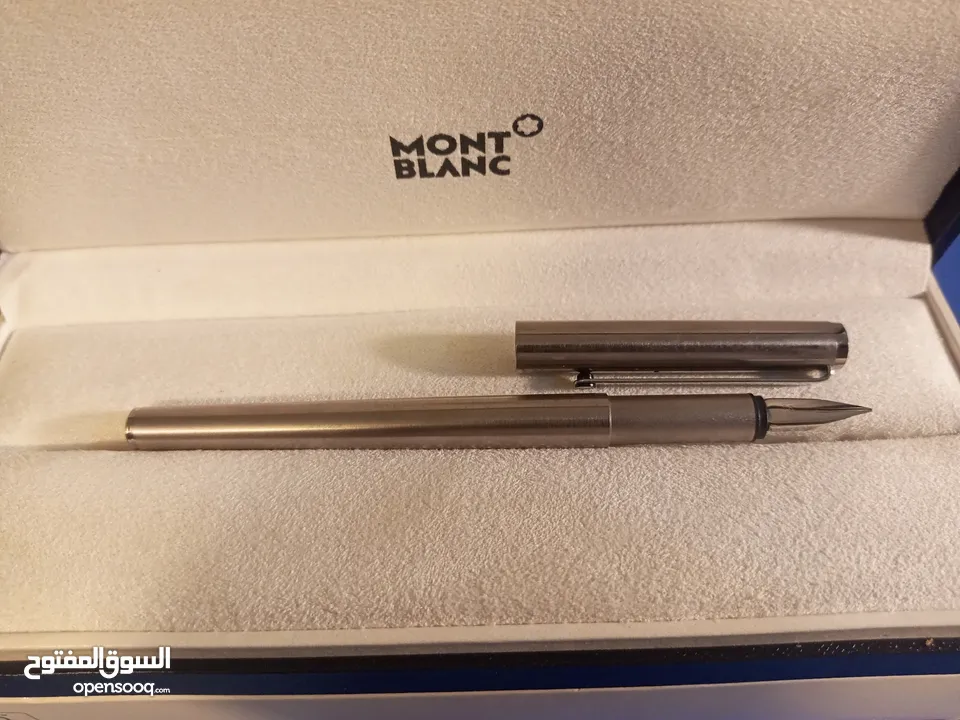 Montblanc fountain pen noble slimline silver color , with mystery black mont blank ink 60ml