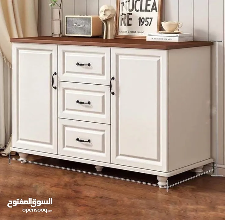 بوفيه ابيض خشب لغرفة المعيشة