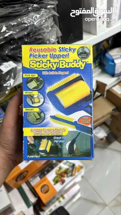 رول Sticky Buddy لإزالة الأوساخ والشعر الحل السريع والفعّال لتنظيف الأثاث، الملابس، والسجاد من الشعر