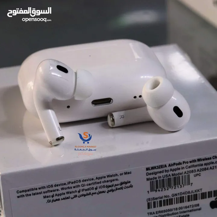النسخة الأمريكى سيريال على العلبة ونفس السيرل محفور على البوكس و كل فردة من السماعاتAirpods pro2 USA