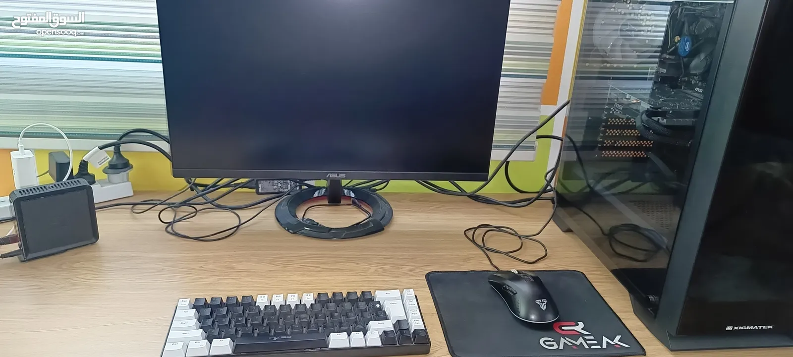 كمبيوتر جيمنج / pc gaming / سيت اب كامل ل بي سي جيمنج بيجي معاه  شاشه 165hz asus وكيبورد وماوس جيمنج