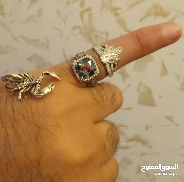 خواتم فضه مطعمه بالحجر الكريم