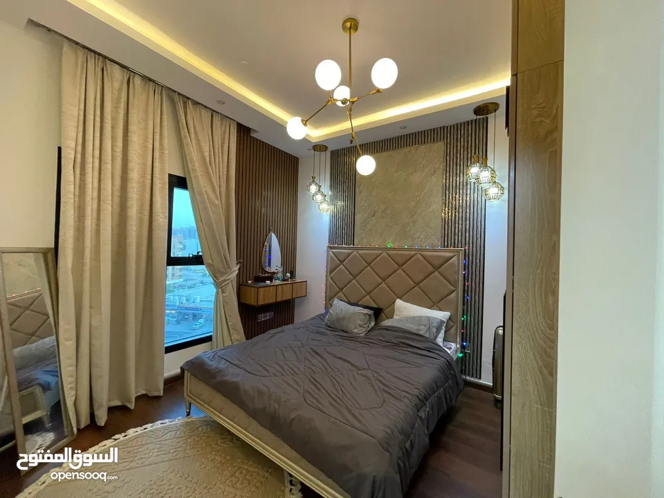 لايجار الشهري في عجمان غرفه وصاله فرش مودرن تشطيب سوبر لوكس Modern furnished 1-bedroom hall apartme