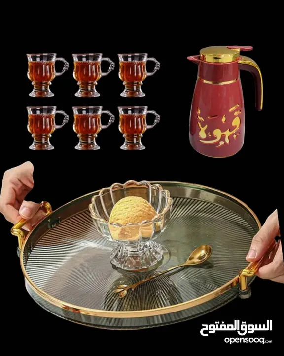  طقم مميز يتألف من 6 قلاصات شاي أبو جلاس زجاجي