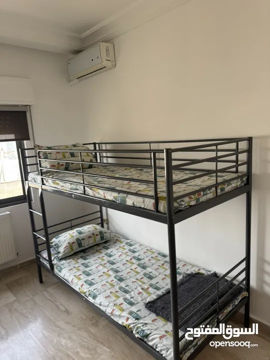 Bunk bed frame and mattresses