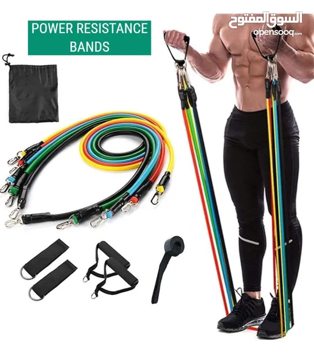 مجموعة من أحزمة المقاومة، والمعروفة أيضًا بـ “Power Resistance Bands”
