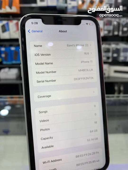 iPhone 11 (64) GB ايفون 11 مستعمل بحالة الوكالة مش مفتوح او مصلح نهائياً