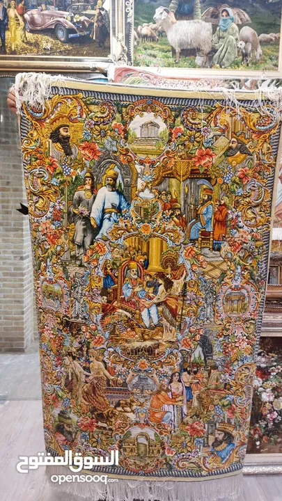 لوحة سجادة مصنوعة يدويًا في إيران ، مدینة تبريز، من الصوف والحرير Handmade Persian carpet-panels