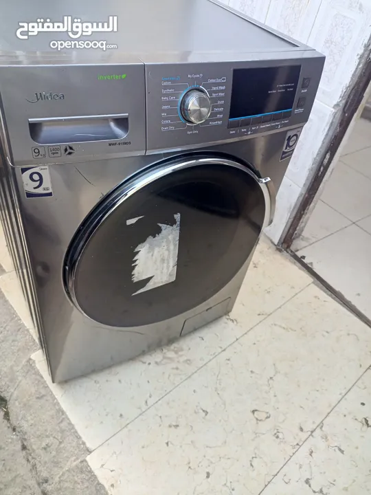 غسالة نوعية Midea 9k inverter  شغاله 100%