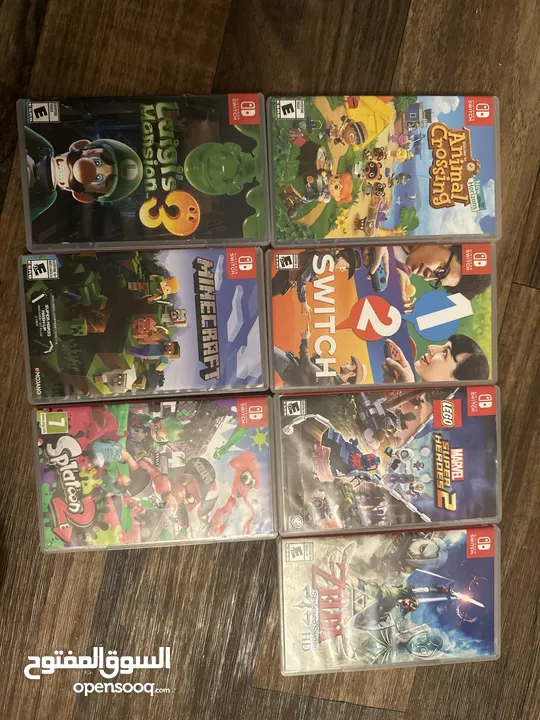 Nintendo switch games -Zelda, superheroes 2, Splatoon 2, Minecraft, Luigi mansion 3, animal crossing
