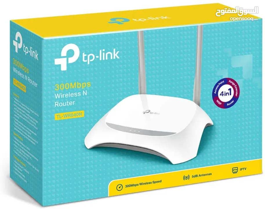 راوتر ومقوي اشارة وموزع الاشارة لمسافات  TP-Link N300 Wireless Wi-Fi Router 4 IN