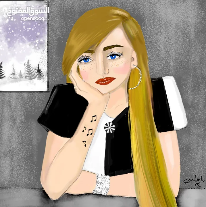 لوحات فنية مرسومة يدوي و لوحات حسب الطلب و تصاميم منشورات مواقع التواصل الاجتماعي