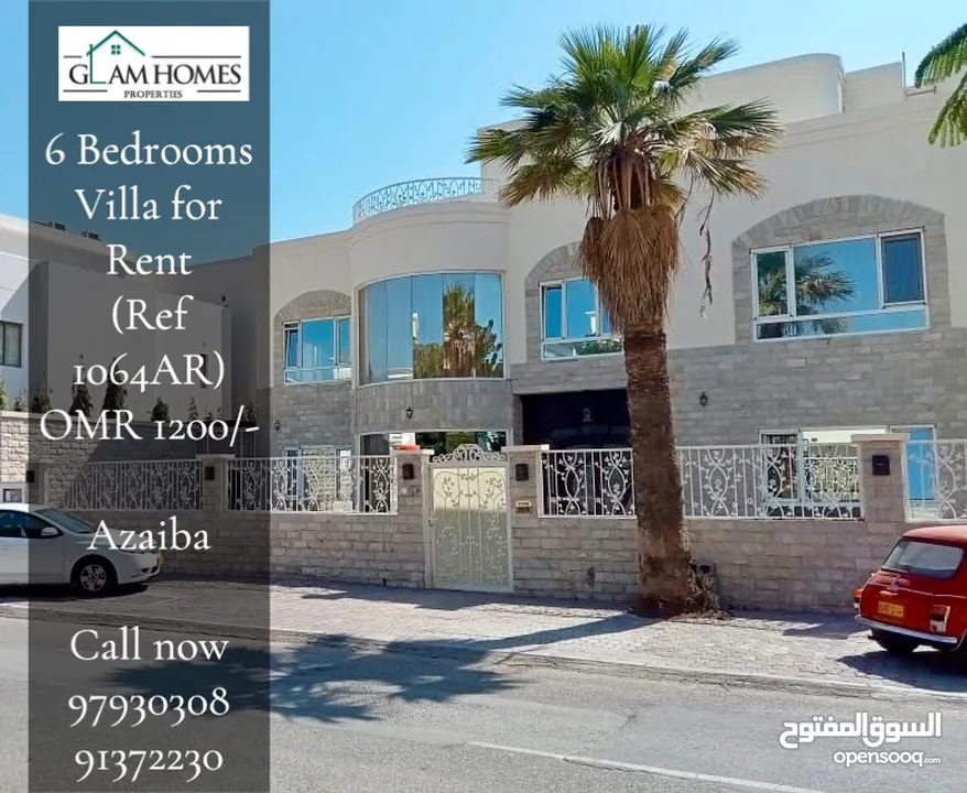 6 Bedrooms Semi-Furnished Villa for Rent in Azaiba REF:1064AR