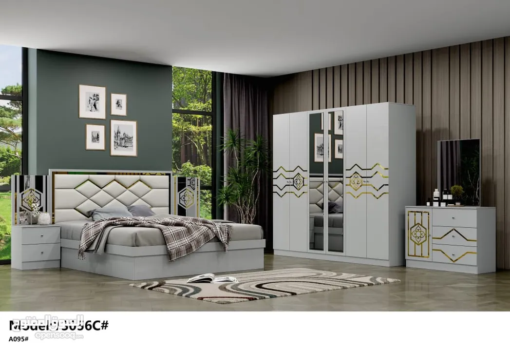CHINA BEDROOM SET 7 PCS WITH MATTRESSS WITH FITTING L/غرف نوم مع دوشج مع ترکيب