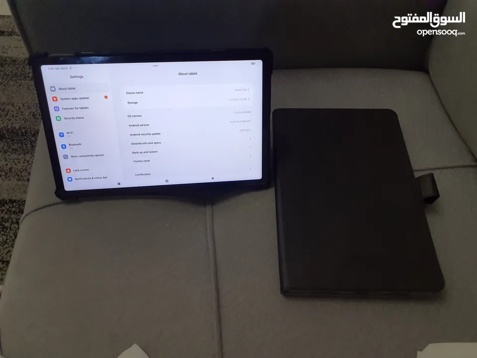 تابلت Redmi pad 128 gb 6 ram  بحالة ممتازة مع كفر سمارت و كفر جديد