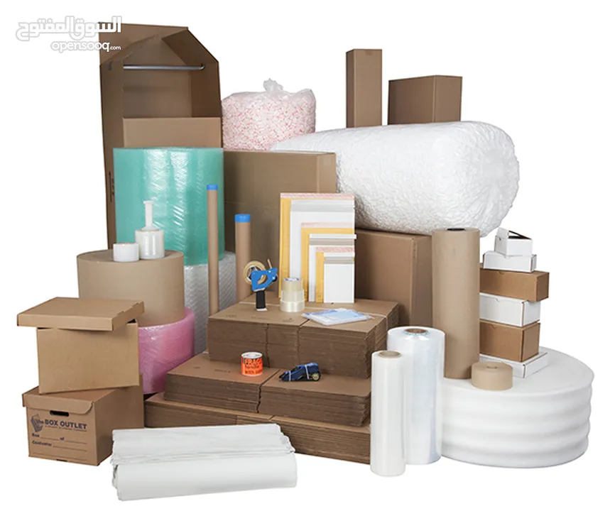Wholesale Packaging Material Boxes Stretch roll Bubble roll Cargo bags Rope Tape aviable for Moving