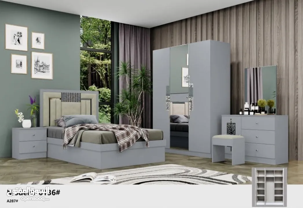 SINGLE BEDROOM SET 6 PCS WITH MATTRESSS/غرف نوم واھد نفر مع دوشج مع ترکيب