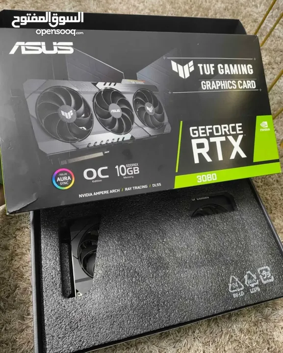 كرت شاشة من شركة اسوس عالية الجودة rtx 3080  من اقوى النسخ من كروت نفيديا  نسخة عالية القوة و الجودة
