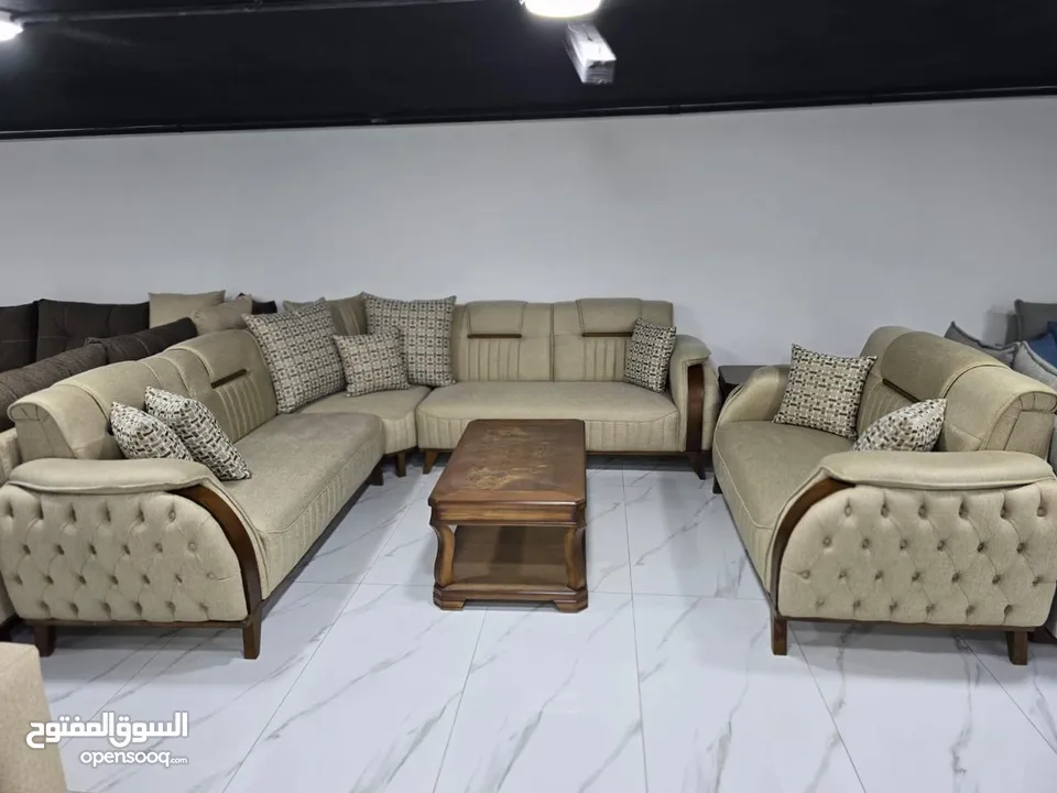 كورنر فاخر خشب خارجي زان 5 سم داخلي سويد اسفنج دانلوب قماش ايفا ووتر بروف