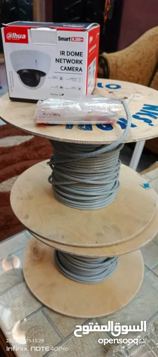كاميرا مراقبة داهوا smart (جديدة) مواصفات عاليه مع 118 متر رولات كيبل ايثرنت مع رواس سلك