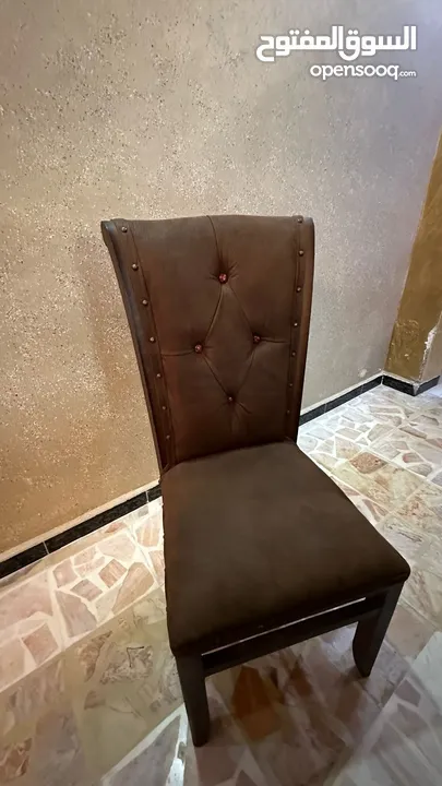 طاولة سفرة خشب زان لون بني 8 كراسي