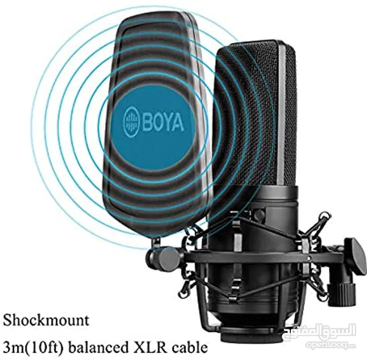 ميكرفون تسجيل احترافي  BOYA مايك  Boya Cardioid Condenser Microphone Studio Audi