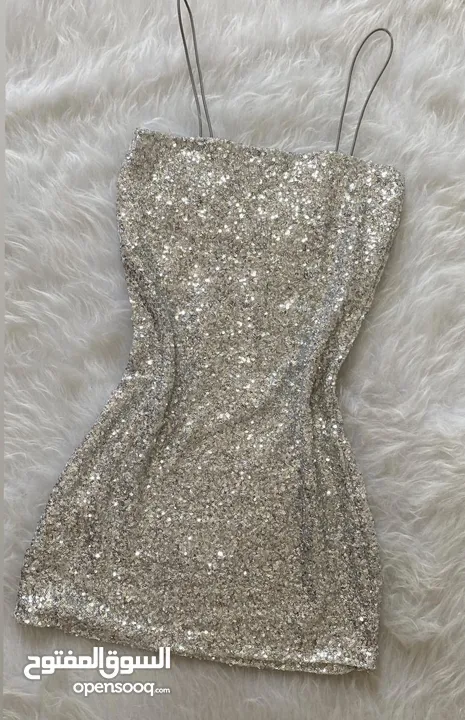 Sequin silver evening dress